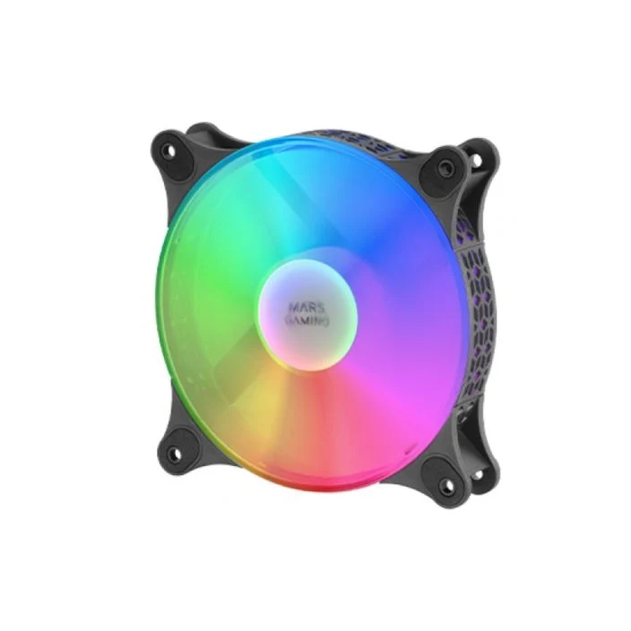 Mars Gaming MFDUO Pack 2 Ventiladores 12cm FRGB Rainbow Ultra Silenciosos FDB 12db Conectividad 3PIN+4PIN Kit con Iluminación 360º