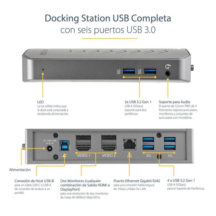 Hub USB 3 Puertos Startech DK30A2DHUUE 1 Hub USB 3 Puertos Startech DK30A2DHUUE 1