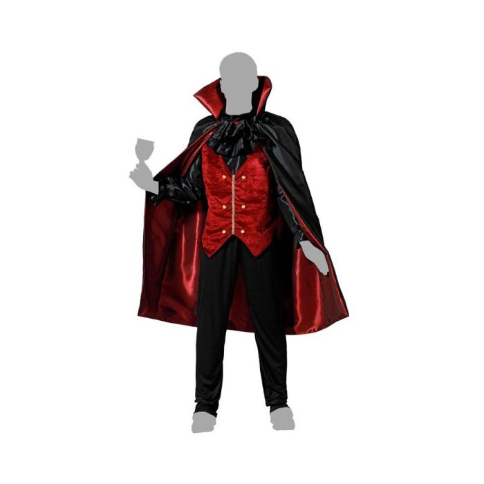 Disfraz de Vampiro Gótico Aristocrático para Hombre Adulto XL, con Chaleco Rojo y Capa Negra, Ideal para Halloween y Fiestas 4