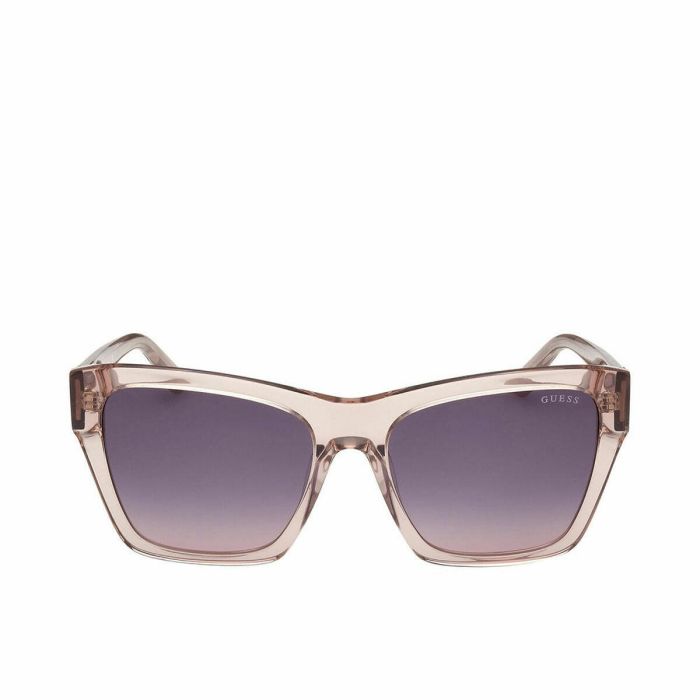 Guess Gafas GU00113 57Z - Gafas de sol para mujer, diseño cuadrado, montura beige brillante, lentes degradado violeta, 55 mm