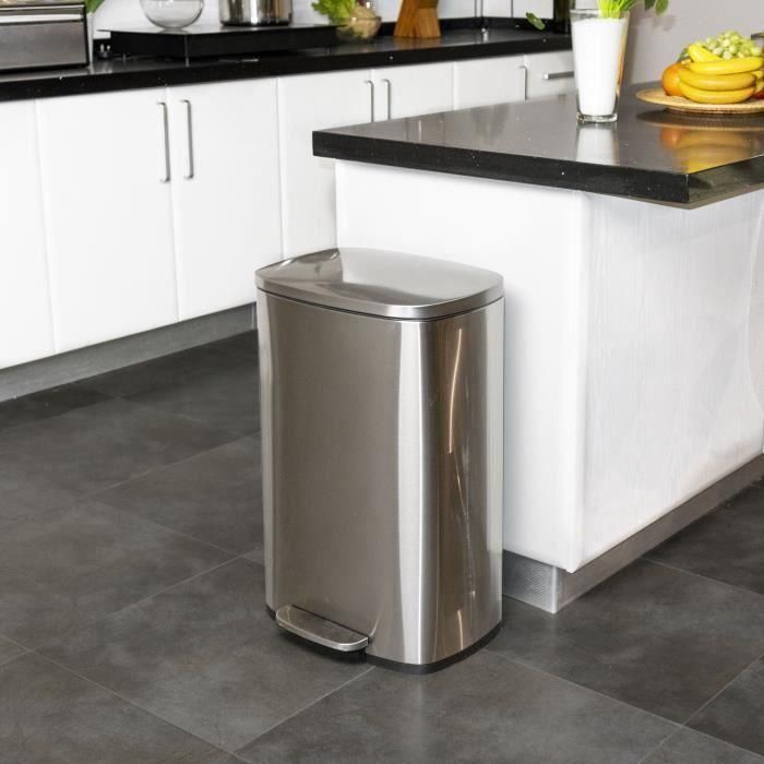 KITCHEN MOVE Papelera de cocina con pedal - Acero inoxidable cepillado - 50L - ADMIRAL 1 KITCHEN MOVE Papelera de cocina con pedal - Acero inoxidable cepillado - 50L - ADMIRAL 1