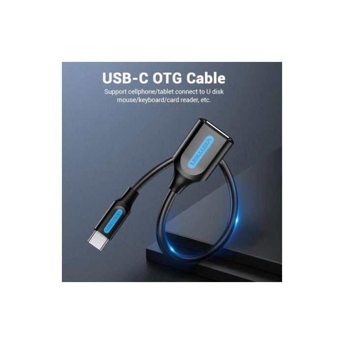 Conversor Vention CCSBB/ USB Tipo-C Macho - USB Hembra/ 15cm/ Negro 1