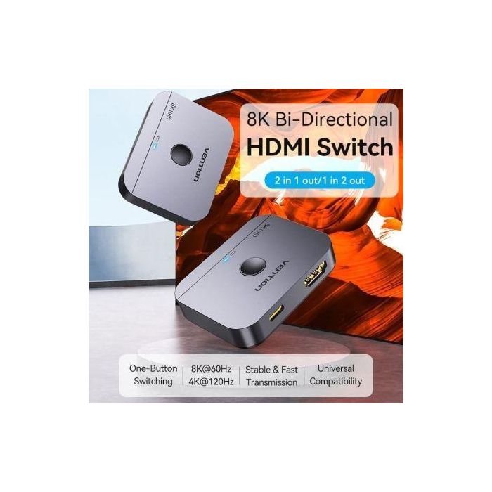 Switch Conmutador 8K HDMI 2.1 Bidireccional Vention AKPH0 HDMI Hembra/USB-C Hembra - 2x HDMI Hembra 1