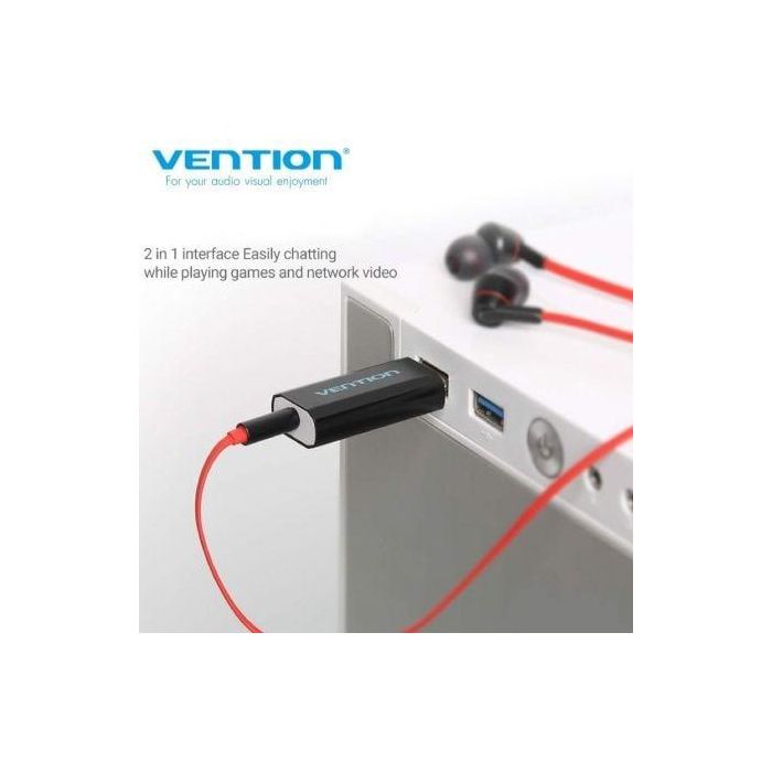 Tarjeta de Sonido Vention VAB-S15-B/ USB Macho - Jack 3.5 Hembra 1