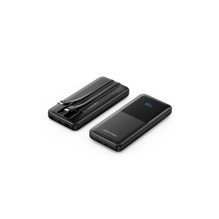 Powerbank 10000mAh Vention FHOB0/ 22.5W/ Negra/ Incluye Cable USB TIpo-C y Lightning 1