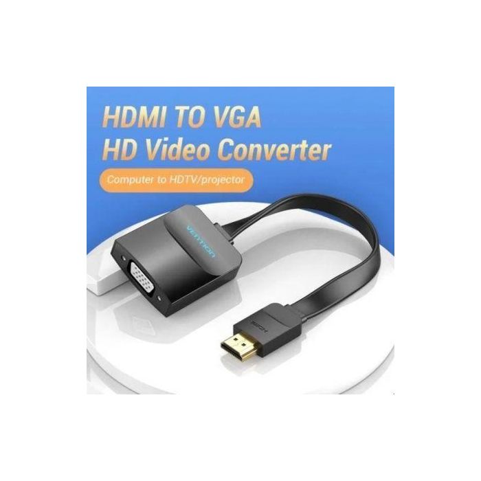 Cable Conversor Vention 74345/ HDMI Macho/ VGA Hembra - Jack 3.5 Hembra/ 15cm/ Negro 1