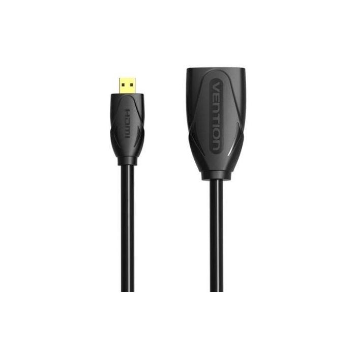 Cable Alargador Micro HDMI 4K Vention ABBBF/ Micro HDMI Macho - HDMI Hembra/ 1m/ Negro