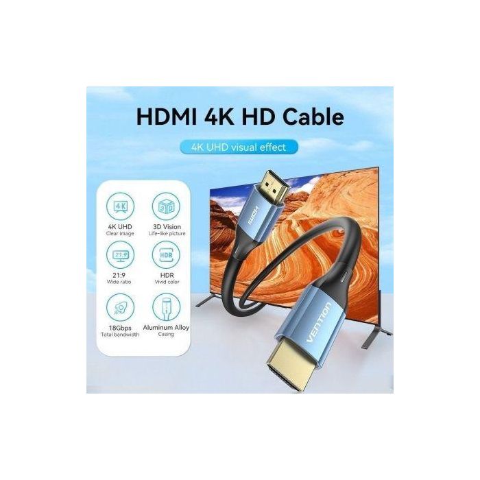 Cable HDMI 2.0 4K Vention ALHSE/ HDMI Macho - HDMI Macho/ 75cm/ Azul 1