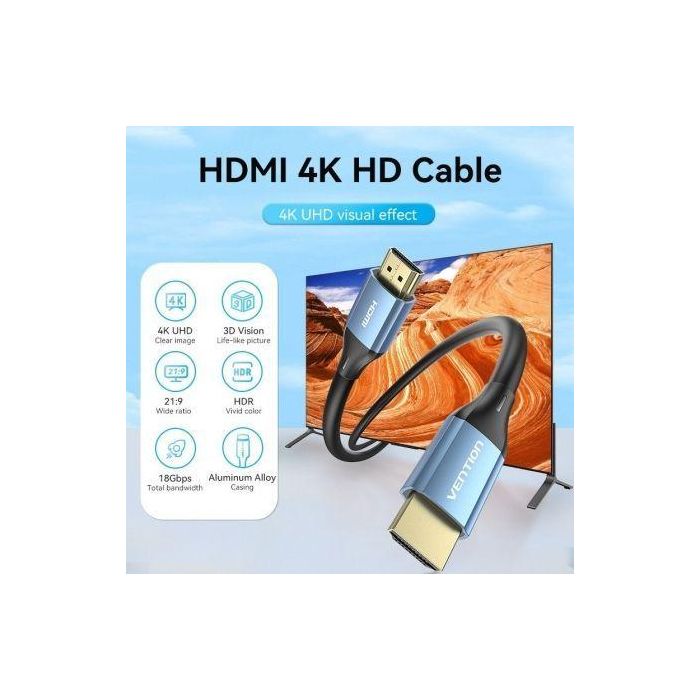 Cable HDMI 2.0 4K Vention ALHSF/ HDMI Macho - HDMI Macho/ 1m/ Azul 1