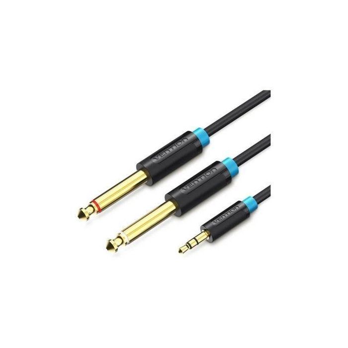 Cable Estéreo Vention BACBJ/ Jack 3.5 Macho - 2x Jack 6.5 Macho/ 5m/ Negro