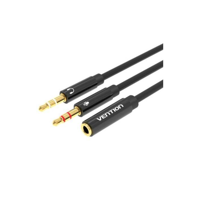 Cable Estéreo Vention BBTBY/ 2x Jack 3.5 Macho - Jack 3.5 Hembra/ 30cm/ Negro
