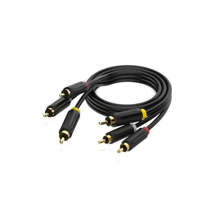 Cable Estéreo Vention BCABH/ 3x RCA Macho - 3x RCA Macho/ 2m/ Negro