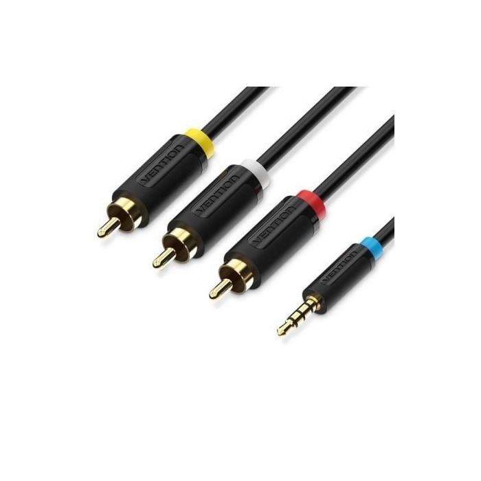 Cable Estéreo Vention BCCBG/ Jack 2.5 Macho - 3x RCA Macho/ 1.5m/ Negro