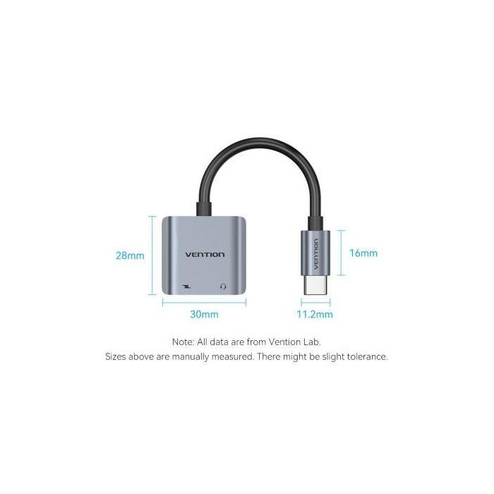 Conversor USB Tipo-C Vention BGZHA/ USB Tipo-C Macho - 2x USB Tipo-C Hembra (Audio y Carga) 1