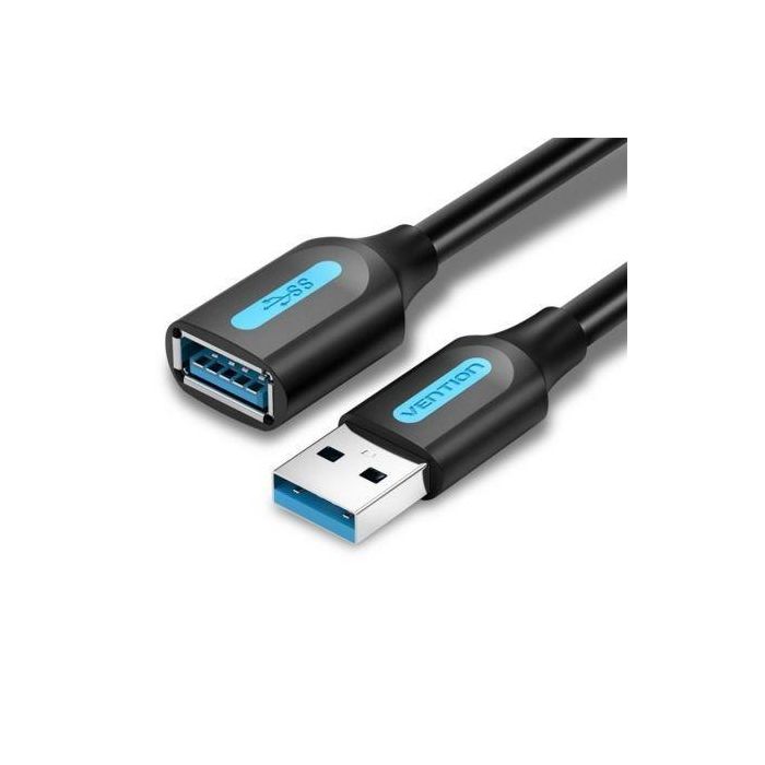 Cable Alargador USB 3.0 Vention CBHBF/ USB Macho - USB Hembra/ 5Gbps/ 1m/ Negro