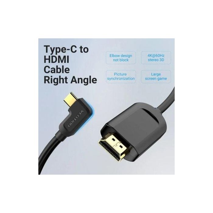 Cable Conversor HDMI 1.4 4K Vention CGVBG/ USB Tipo-C Macho - HDMI Macho/ 1.5m/ Negro 1