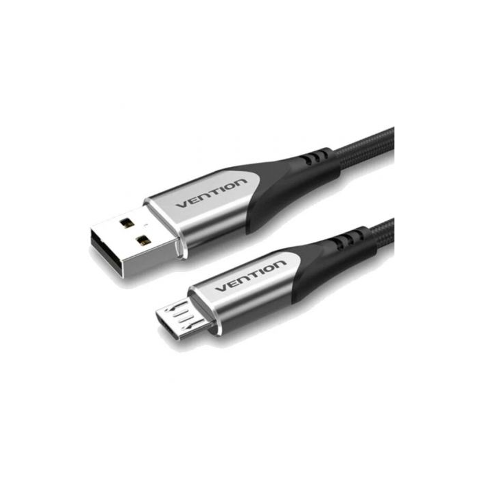 Cable USB 2.0 Vention COAHI/ USB Macho - MicroUSB Macho/ Hasta 60W/ 480Mbps/ 3m/ Gris
