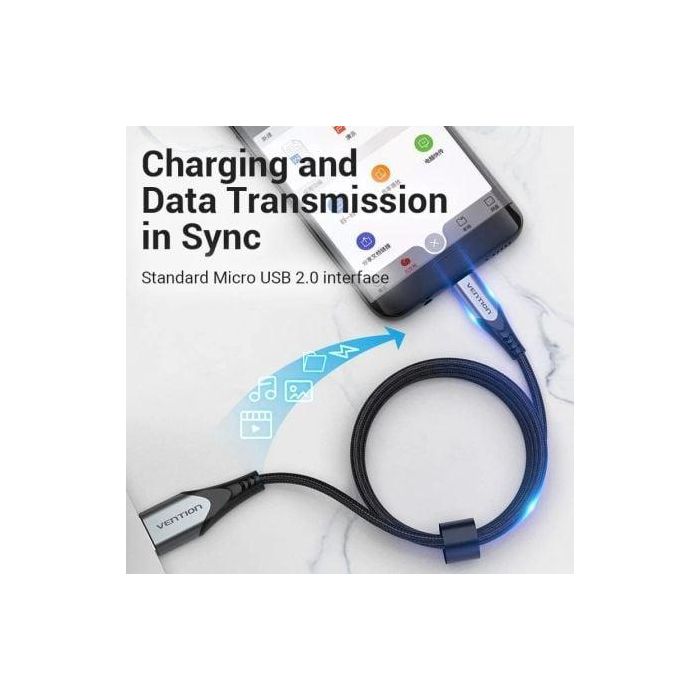 Cable USB 2.0 Vention COCHF/ microUSB Macho - USB Macho/ 480Mbps/ 1m/ Gris 1