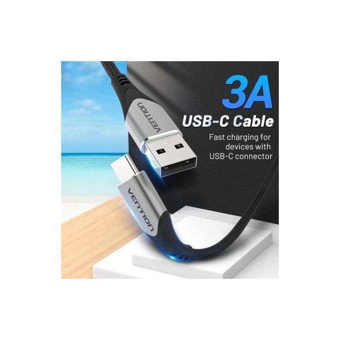 Cable USB Tipo-C Vention CODHI/ USB Tipo-C Macho - USB Macho/ Hasta 60W/ 480Mbps/ 3m/ Gris 2