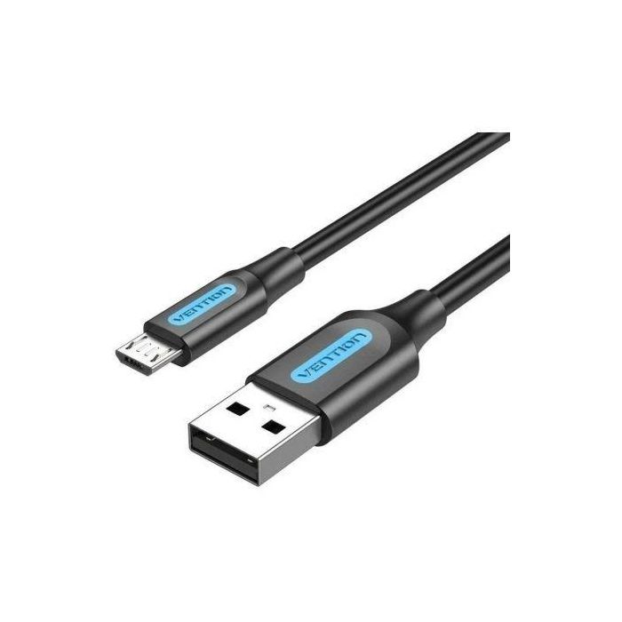 Cable USB 2.0 Vention COLBC/ USB Macho - MicroUSB Macho/ Hasta 60W/ 480Mbps/ 25cm/ Negro