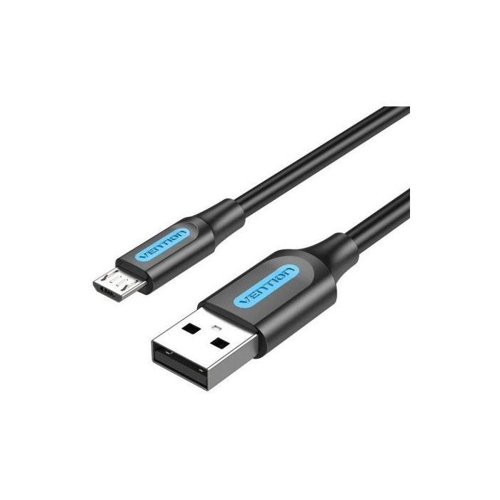 Cable USB 2.0 Vention COLBD/ USB Macho - MicroUSB Macho/ Hasta 60W/ 480Mbps/ 50cm/ Negro