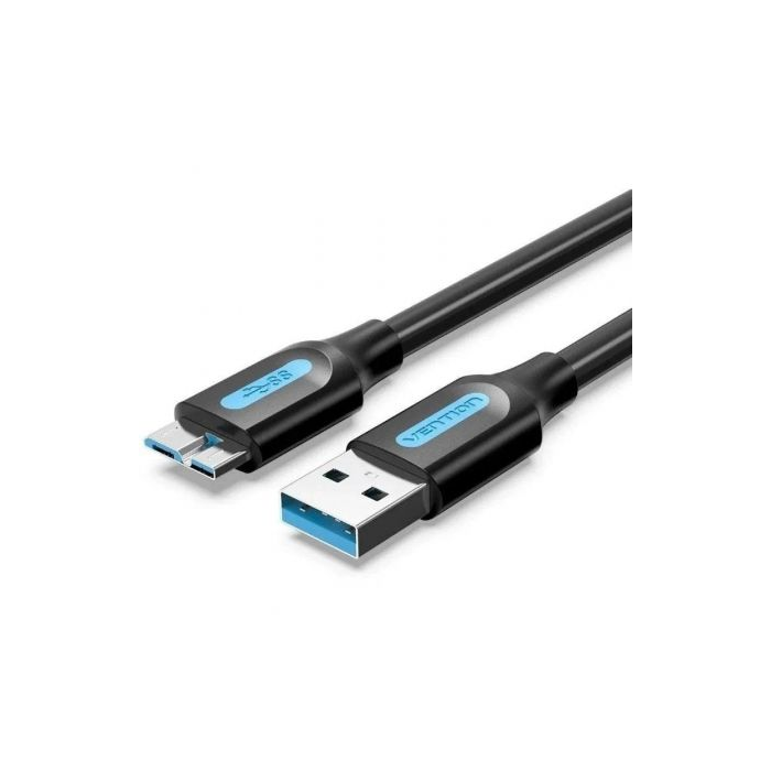 Cable USB 3.0 Vention COPBI/ USB Macho - MicroUSB Macho/ Hasta 10W/ 5Gbps/ 3m/ Negro