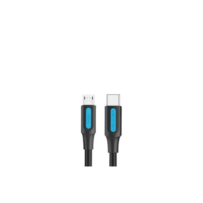 Cable USB 2.0 Tipo-C Vention COVBF/ USB Tipo-C Macho - MicroUSB Macho/ Hasta 10W/ 480Mbps/ 1m/ Negro 1