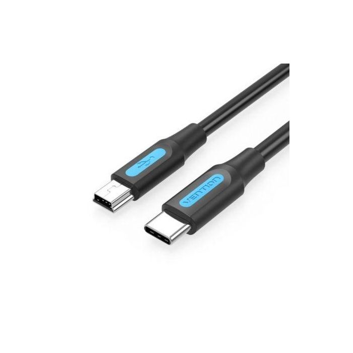 Cable USB 2.0 Tipo-C Vention COWBD/ USB Tipo-C Macho - MiniUSB Macho/ Hasta 10W/ 480Mbps/ 50cm/ Negro