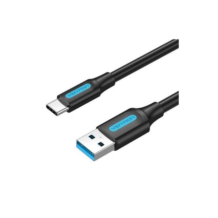 Cable USB 3.0 Tipo-C Vention COZBC/ USB Macho - USB Tipo-C Macho/ Hasta 60W/ 5Gbps/ 25cm/ Negro