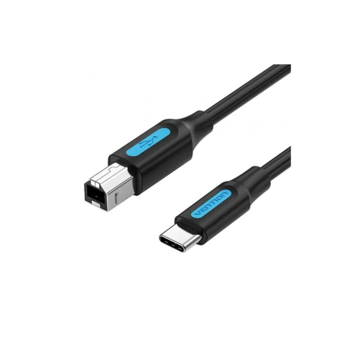 Cable USB 2.0 Tipo-C Vention CQUBH/ USB Tipo-B Macho - USB Tipo-C Macho/ 480Mbps/ 2m/ Negro