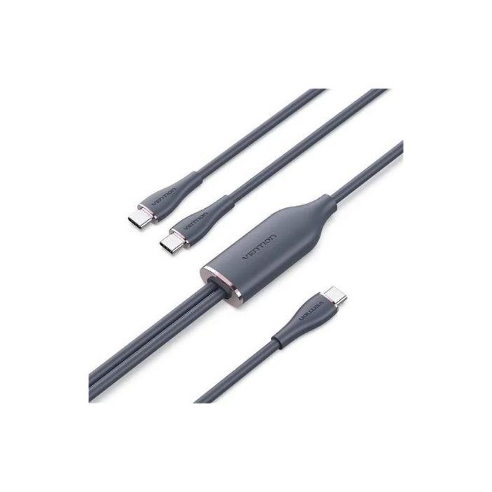 Cable USB Tipo-C Vention CTMBG/ USB Tipo-C Macho - 2 x USB Tipo-C Macho/ Hasta 100W/ 480Mbps/ 1.5m/ Negro