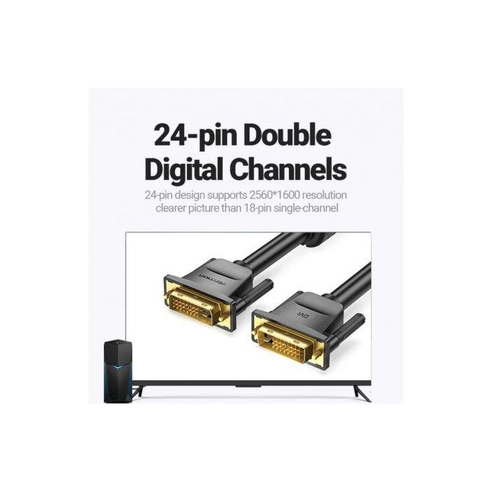 Cable DVI Vention EAABG/ DVI-D Macho - DVI-D Macho/ 1.5m/ Negro 2