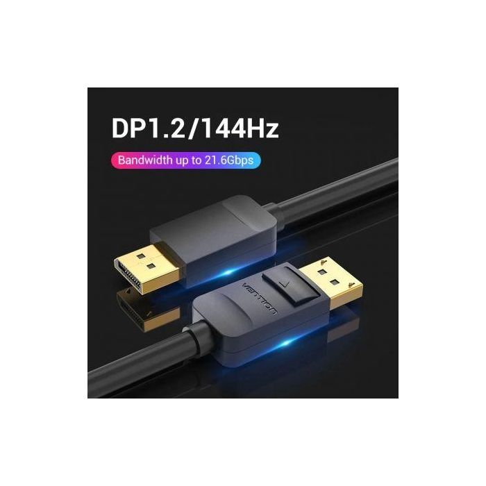 Cable DisplayPort 1.2 4K Vention HACBF/ DisplayPort Macho - DisplayPort Macho/ 1m/ Negro 2