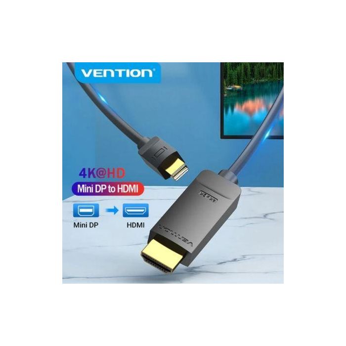 Cable Conversor Vention HAHBH/ Mini Displayport Macho - HDMI Macho/ 2m/ Negro 3