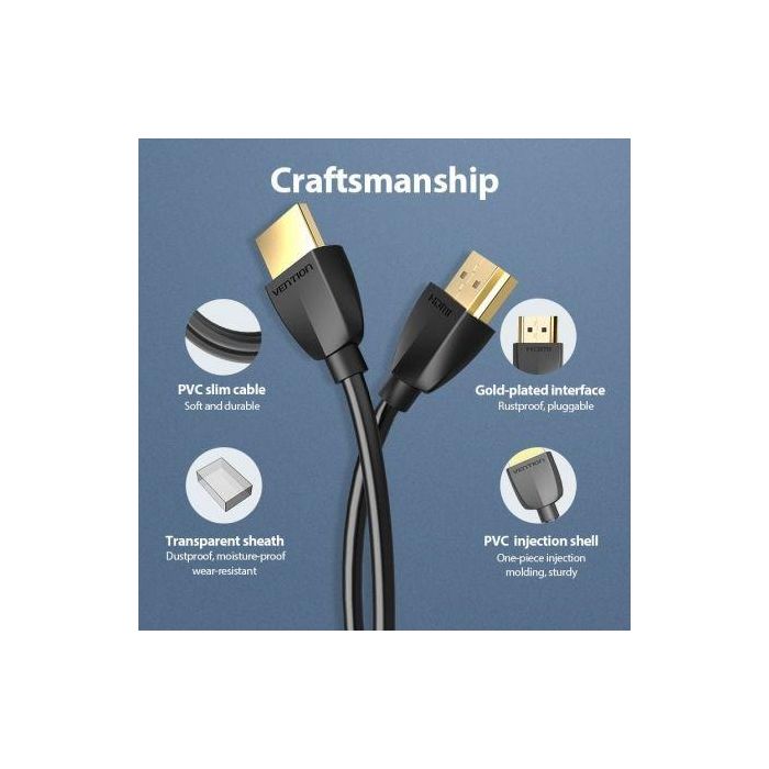 Cable HDMI 2.0 4K Portatil Vention AAIBH/ HDMI Macho - HDMI Macho/ 2m/ Negro 2