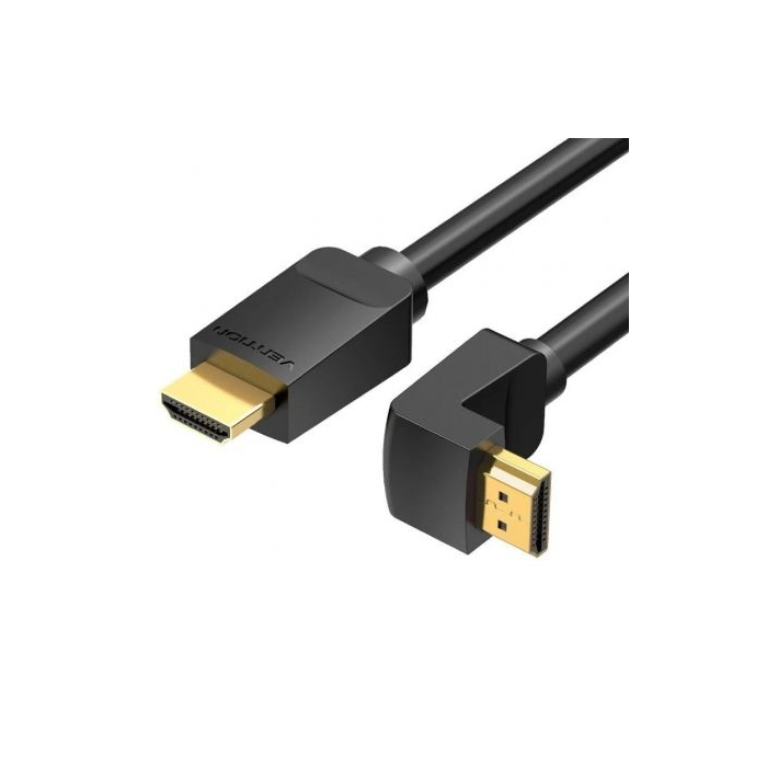 Cable HDMI 2.0 4K Acodado Vention AAQBF/ HDMI Macho - HDMI Macho/ 1m/ Negro