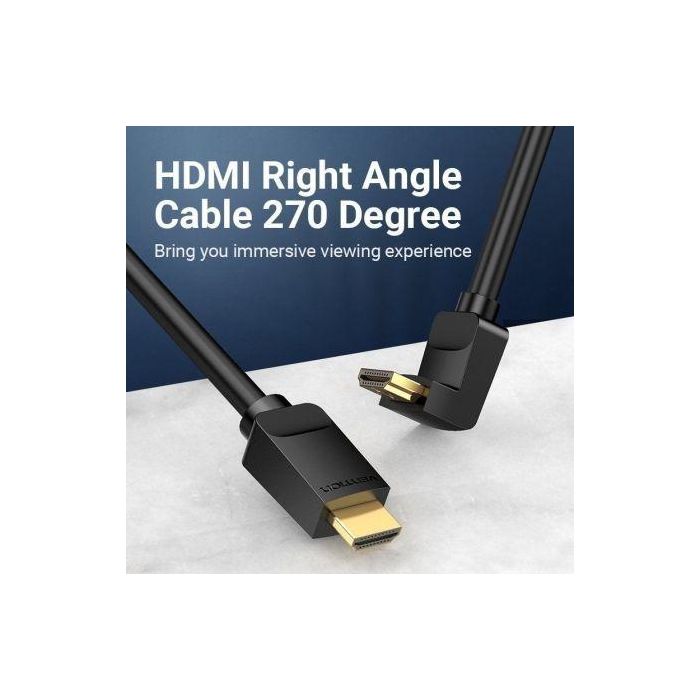 Cable HDMI 2.0 4K Acodado Vention AAQBI/ HDMI Macho - HDMI Macho/ 3m/ Negro 3