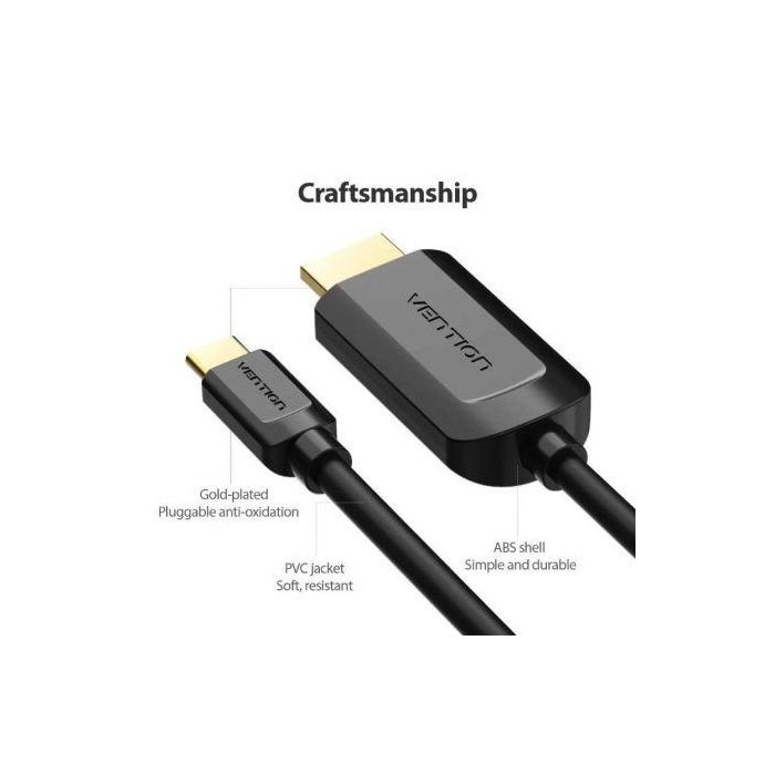 Cable Conversor HDMI 1.4 4K Vention CGUBF/ USB Tipo-C Macho - HDMI Macho/ 1m/ Negro 2