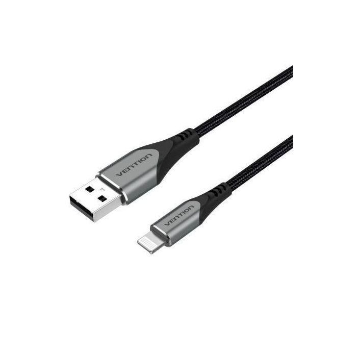 Cable USB 2.0 Lightning Vention LABHD/ USB Macho - Lightning Macho/ Hasta 12W/ 480Mbps/ 50cm/ Gris
