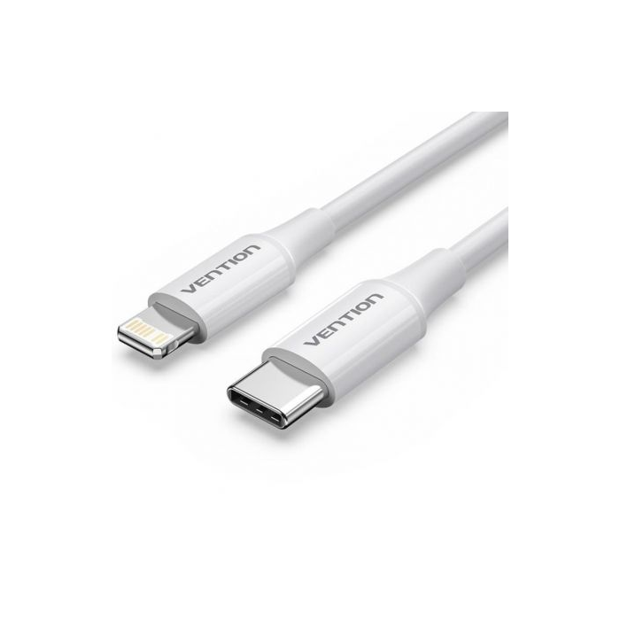 Cable USB 2.0 Tipo-C Lightning Vention LAJWF/ USB Tipo-C Macho - Lightning Macho/ Hasta 27W/ 480Mbps/ 1m/ Blanco