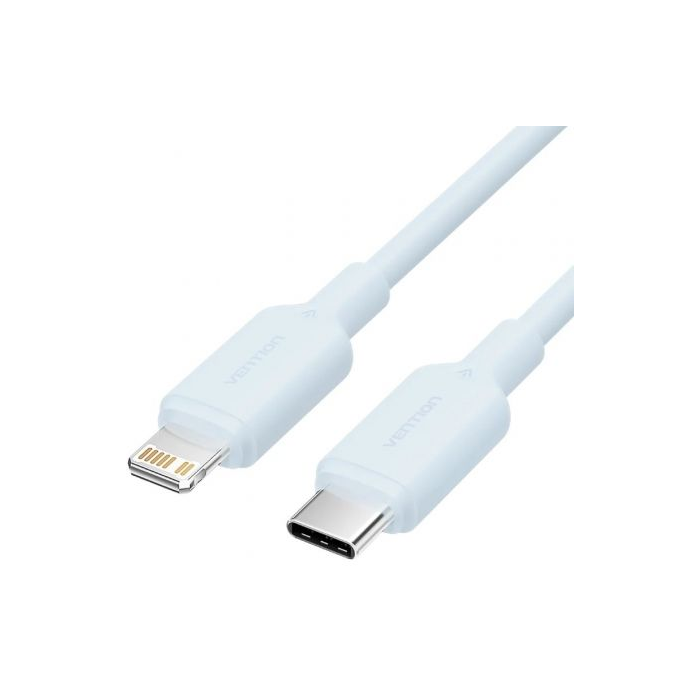 Cable USB 2.0 Tipo-C Lightning Vention LAKSF/ USB Tipo-C Macho - Lightning Macho/ Hasta 27W/ 480Mbps/ 1m/ Azul