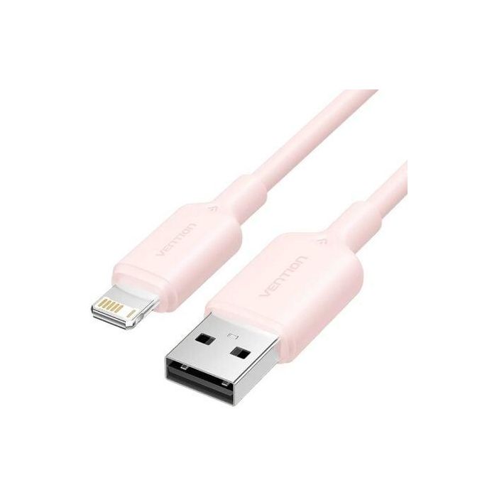 Cable USB 2.0 Lightning Vention LAMPF/ USB Macho - Lightning Macho/ 480Mbps/ 1m/ Rosa