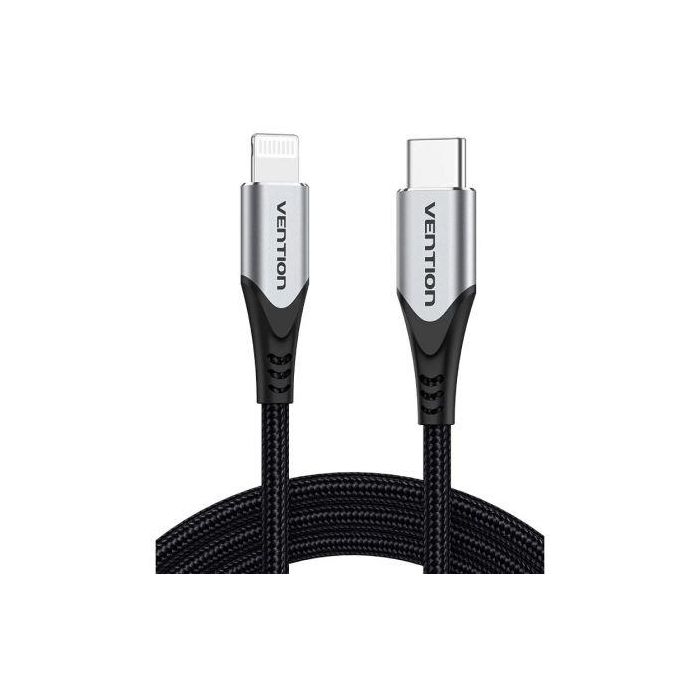 Cable USB 2.0 Tipo-C Lightning Vention TACHH/ USB Tipo-C Macho - Lightning Macho/ Hasta 27W/ 480Mbps/ 2m/ Gris y Negro 1