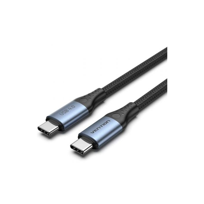 Cable USB 4.0 Tipo-C 5A Vention TAVHF/ USB Tipo-C Macho - USB Tipo-C Macho/ Hasta 240W/ 40Gbps/ 1m/ Gris