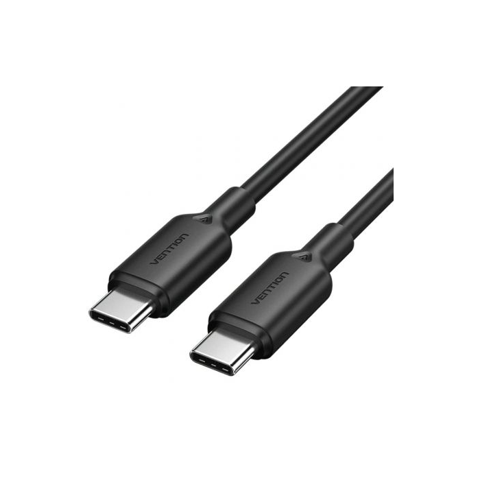 Cable USB 2.0 Tipo-C 3A Vention TRCBF/ USB Tipo-C Macho - USB Tipo-C Macho/ Hasta 60W/ 480Mbps/ 1m/ Negro