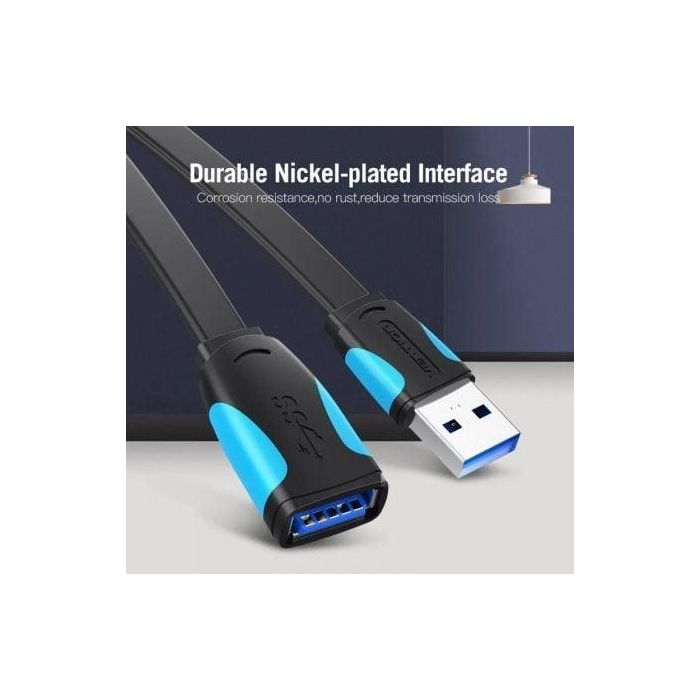 Cable Alargador USB 3.0 Vention VAS-A13-B050/ USB Macho - USB Hembra/ 5Gbps/ 50cm/ Negro y Azul 1