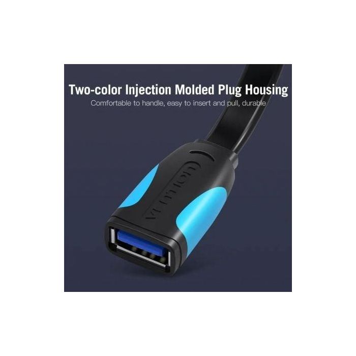 Cable Alargador USB 3.0 Vention VAS-A13-B050/ USB Macho - USB Hembra/ 5Gbps/ 50cm/ Negro y Azul 2