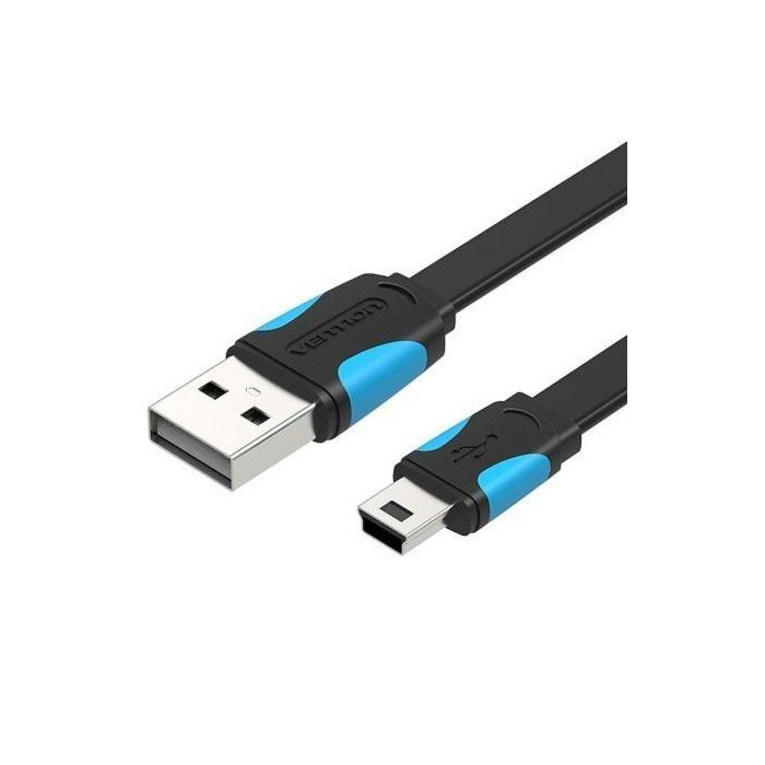 Cable USB 2.0 Vention VAS-A14-B050/ Mini USB Macho - USB Macho/ Hasta 10W/ 480Mbps/ 50cm/ Azul y Negro