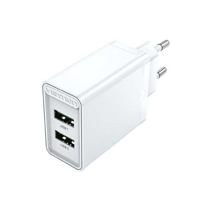 Cargador de Pared Vention FBAW0-EU/ 2xUSB/ 18W/ Blanco