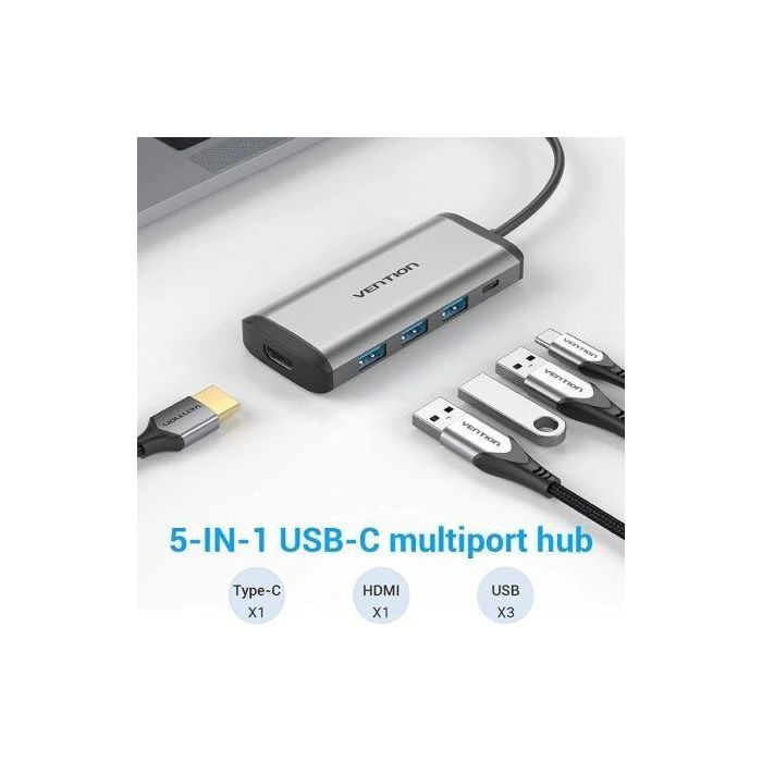 Docking USB Tipo-C Vention CNBHB/ 1xHDMI/ 3xUSB/ 1xUSB Tipo-C PD/ Gris 1